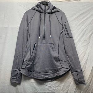 Athleta striped sweatshirt hoodie with zipped pocket athletic